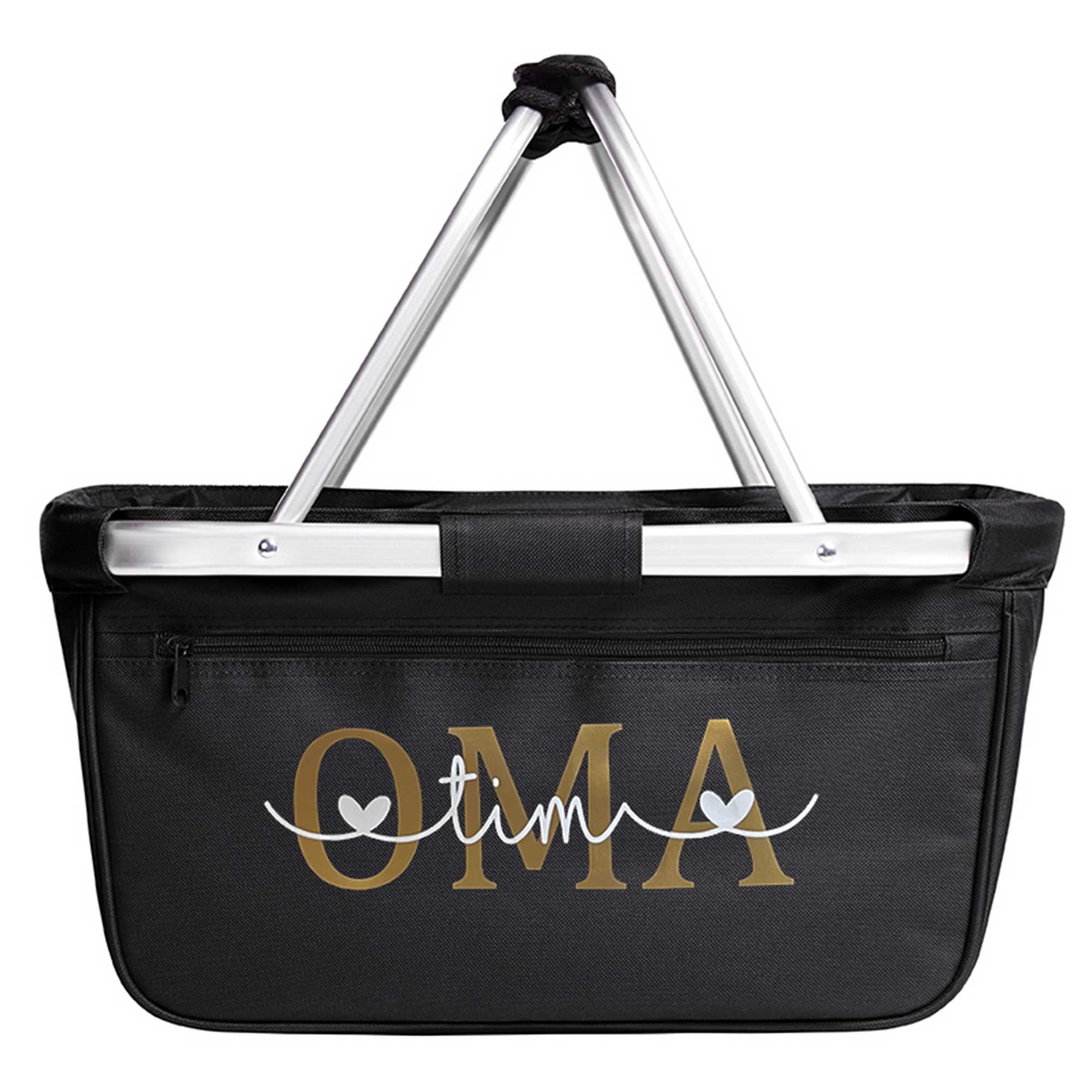Freigestellter Einkaufskorb mit OMA und Kindernamen – Geschenkidee