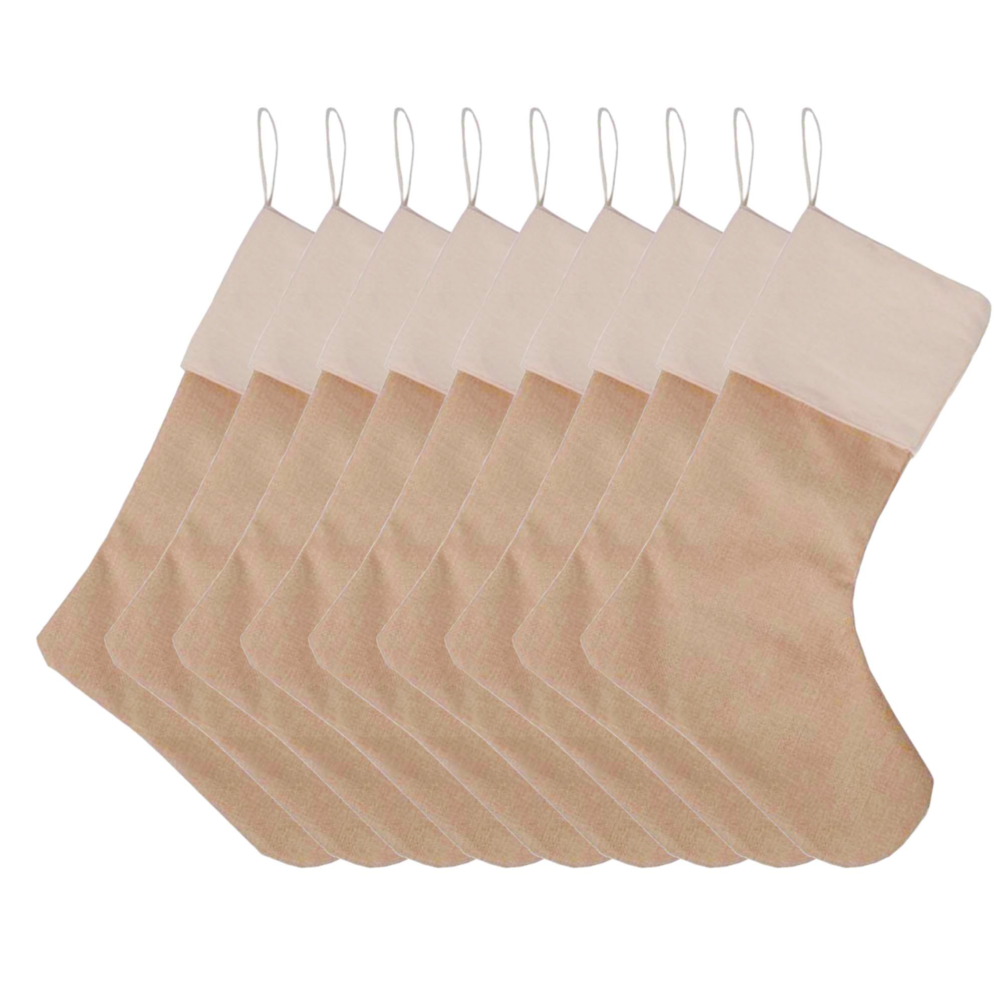 neutrales sackleinen nikolaussocken set mit 9 stueck fuer weihnachten und diy personalisierung