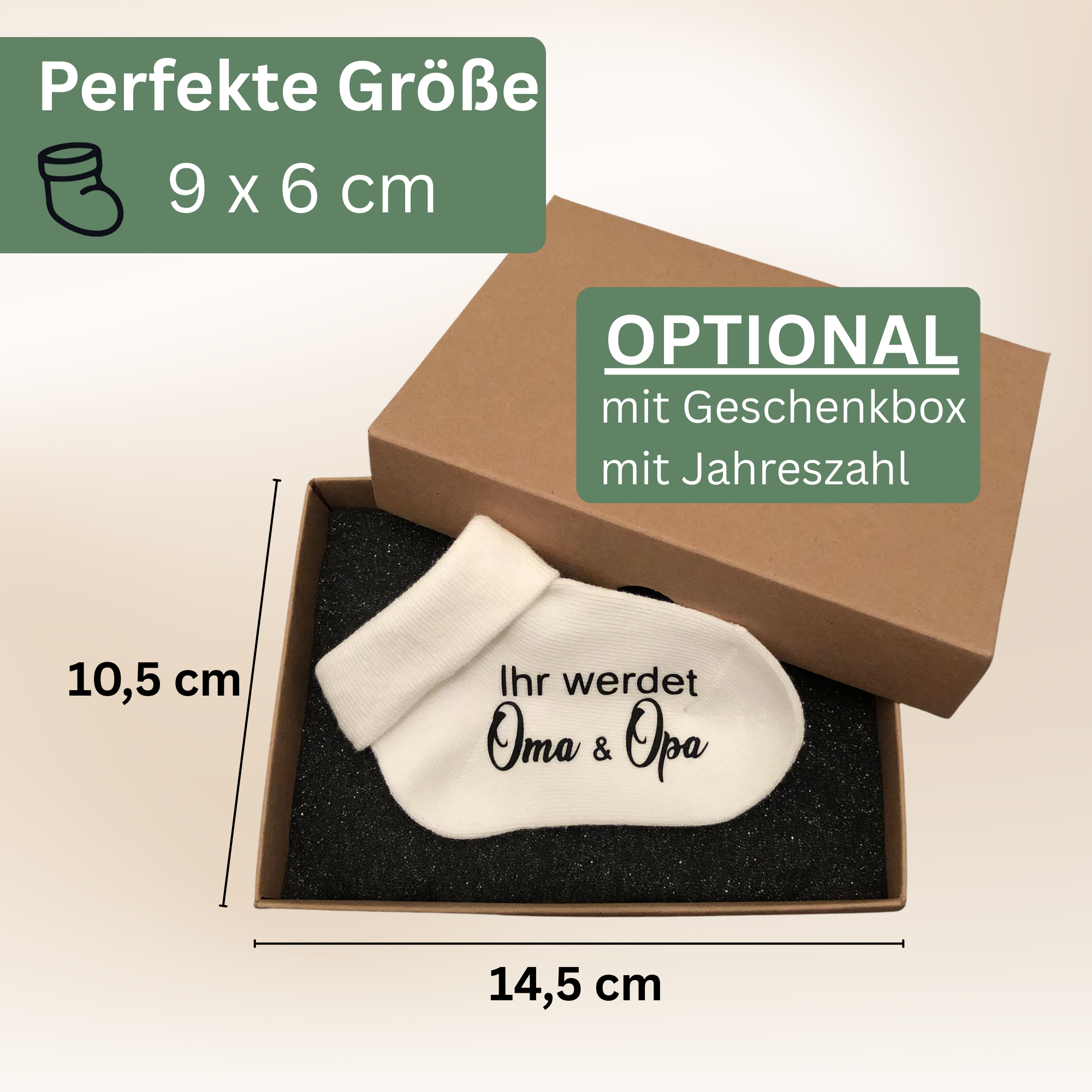 Babysocken zur Schwangerschaftsverkündung – Du wirst Papa / Oma / Tante – personalisiert mit Geschenkbox