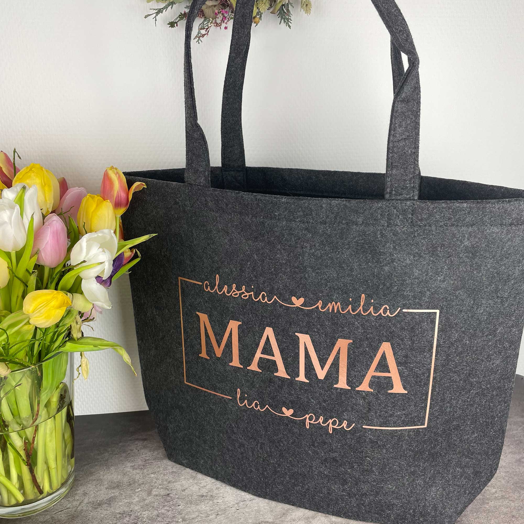 Tasche Oma personalisiert mit Namen | XL Filztasche Oma personalisiert mit Name