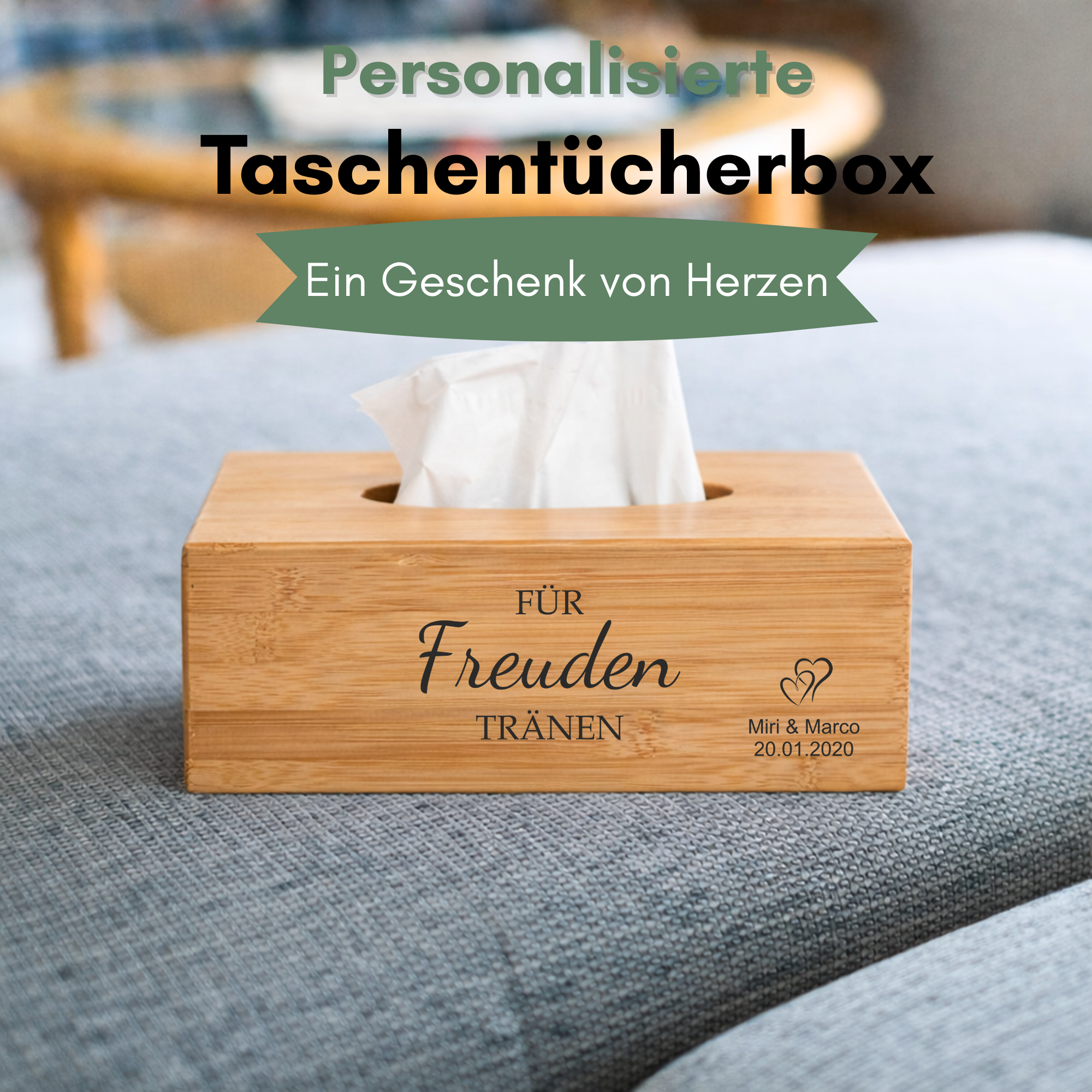 Taschentuchbox Hochzeit als stilvolle Hochzeitstisch Deko für Freudentränen