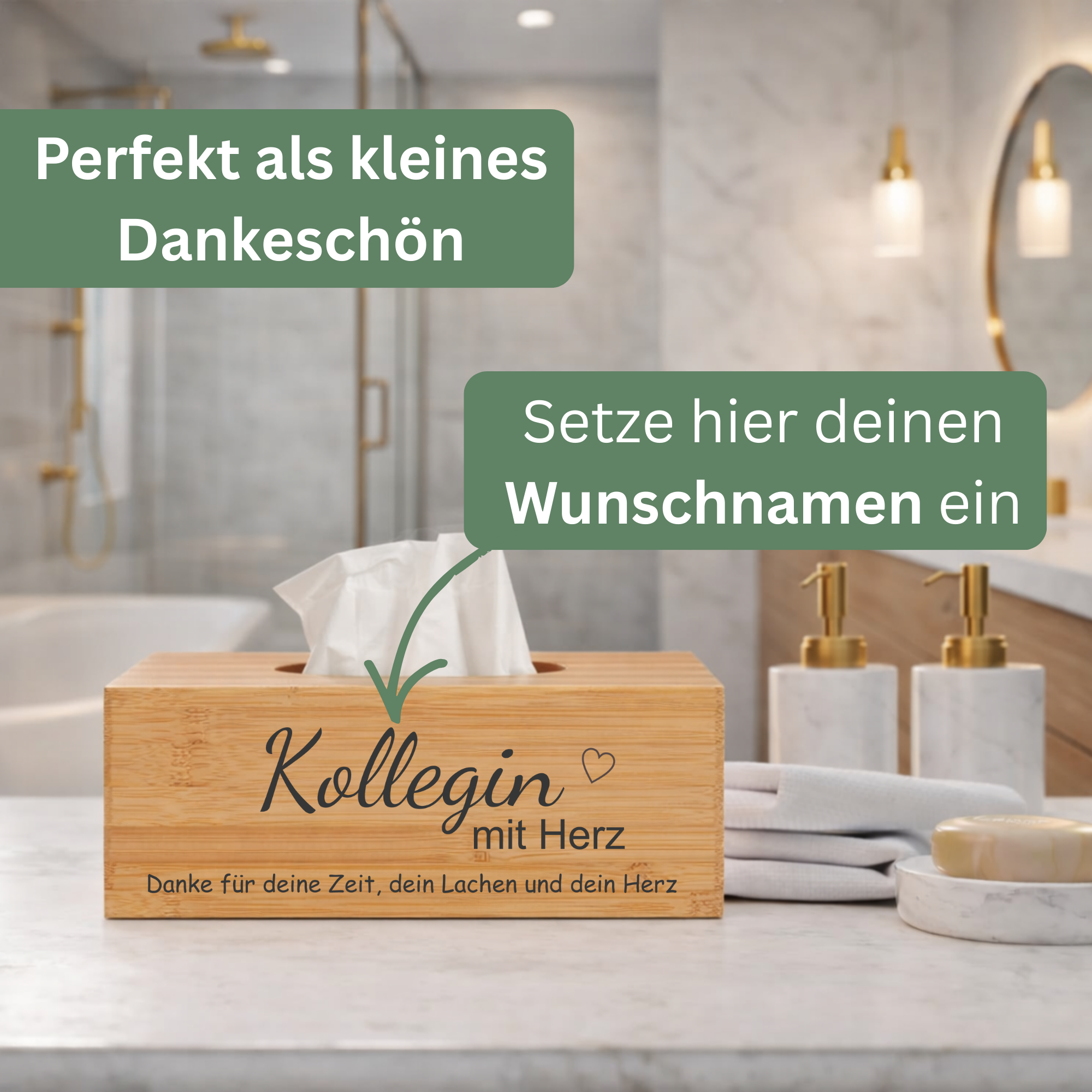Taschentuchbox personalisiert mit individuellem Namen als kleines Dankeschön Geschenk