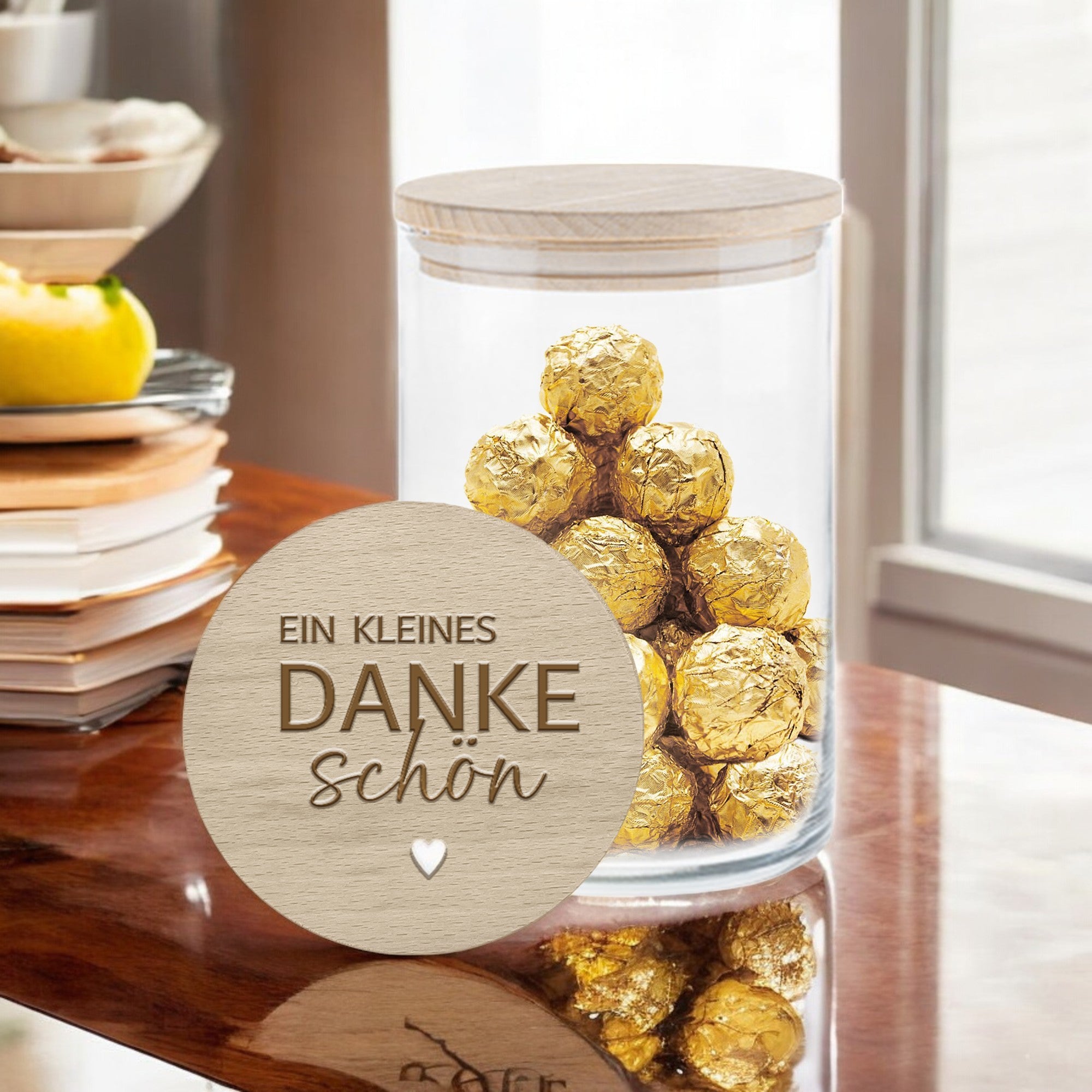 Personalisiertes Vorratsglas mit „Ein kleines Dankeschön“ Gravur – Größe M
