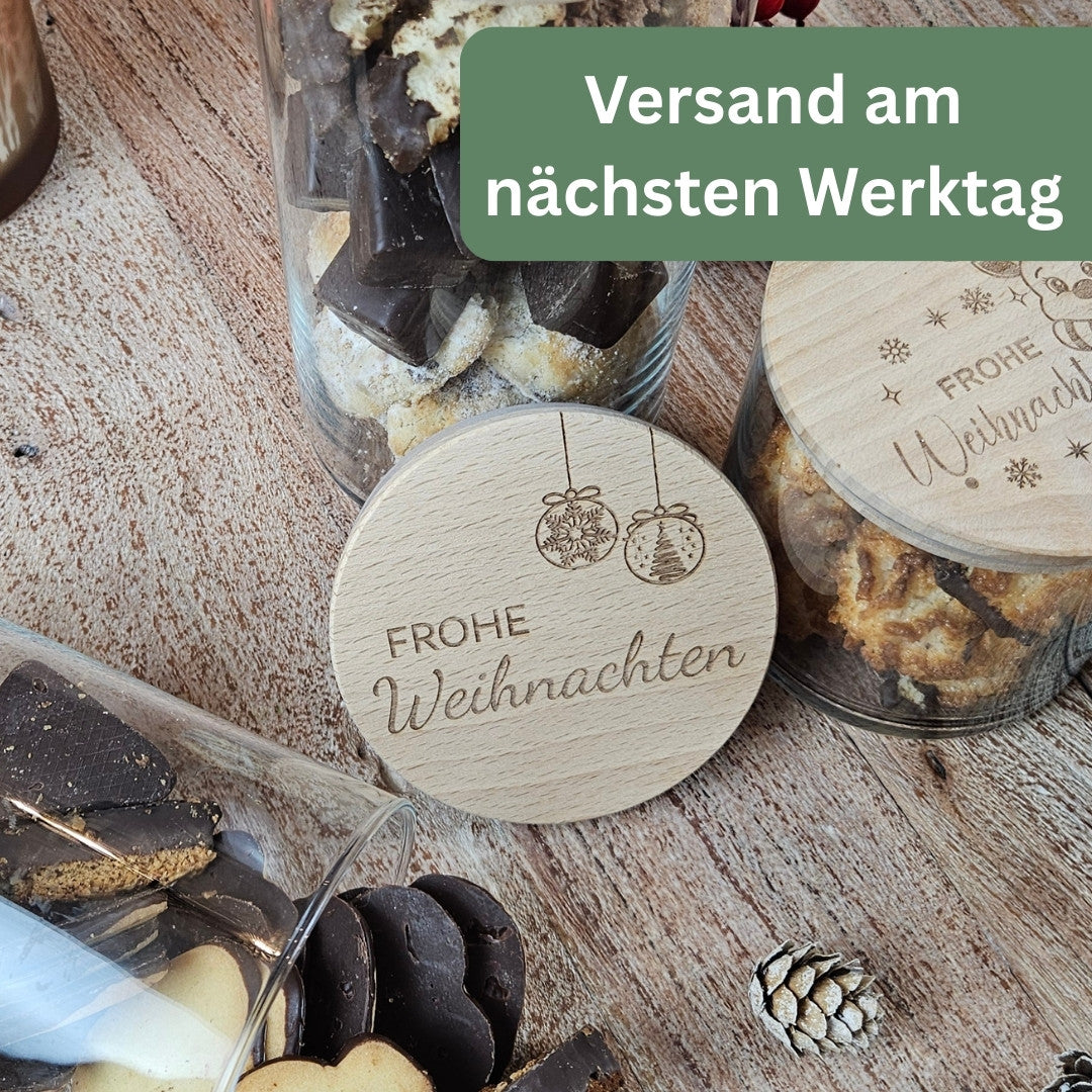 Vorratsglas Weihnachten mit Gravur, schneller Versand am nächsten Werktag