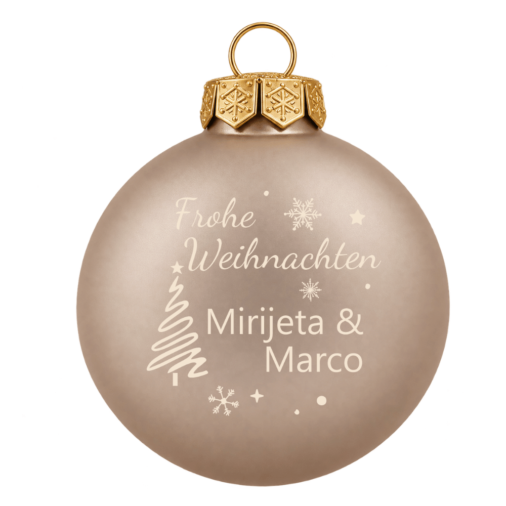 Weihnachtskugel personalisiert aus Glas – Frohe Weihnachten mit 1 oder 2 Namen