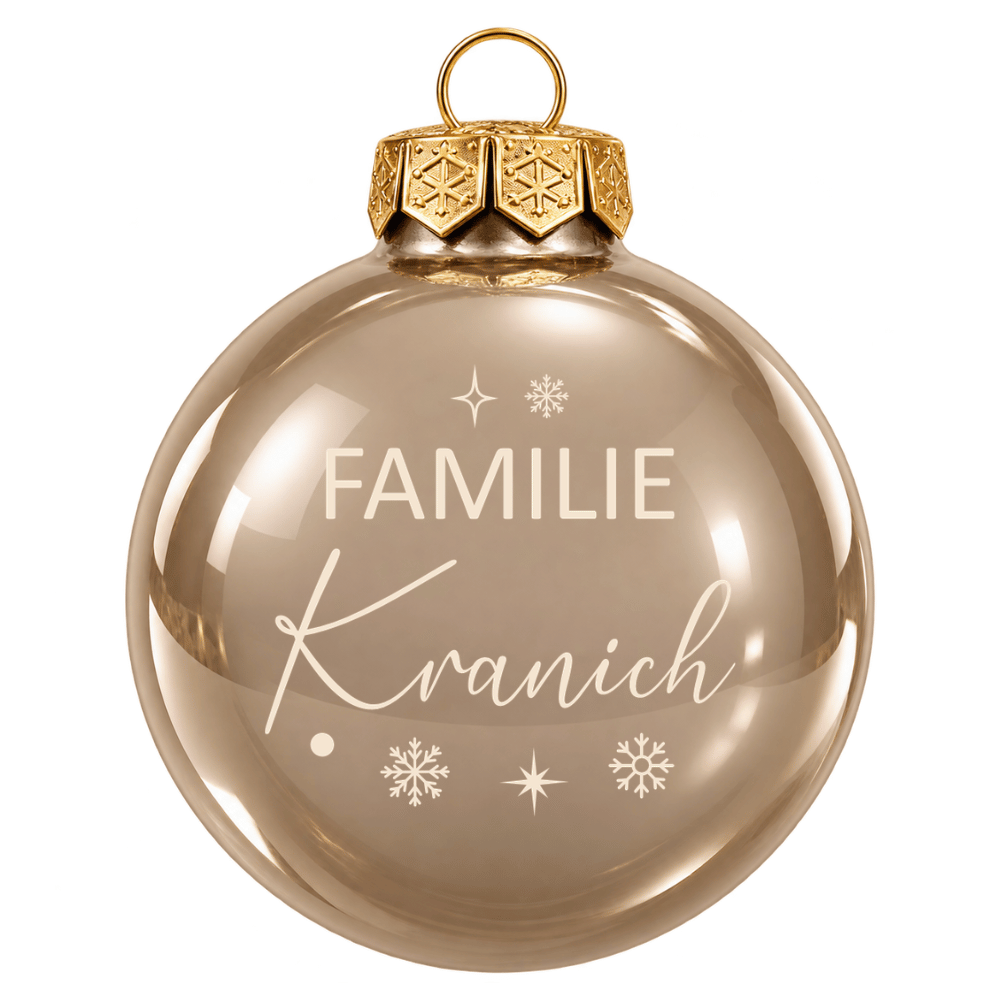 Weihnachtskugel personalisiert mit Familiennamen aus Glas