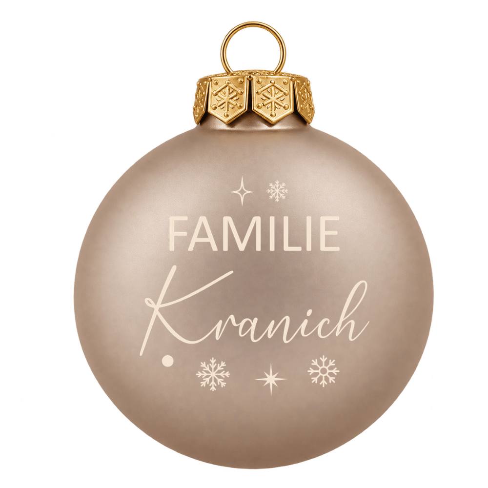 Weihnachtskugel personalisiert mit Familiennamen aus Glas