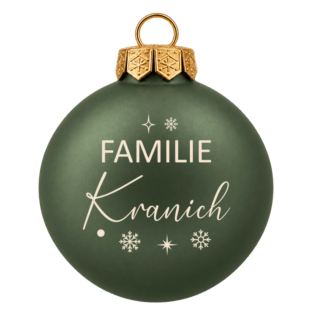 Weihnachtskugel personalisiert mit Familiennamen aus Glas