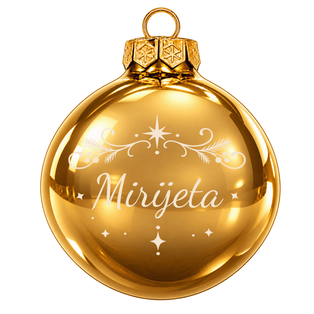 Weihnachtskugel personalisiert aus Glas mit Namen – Zweige & Sterne