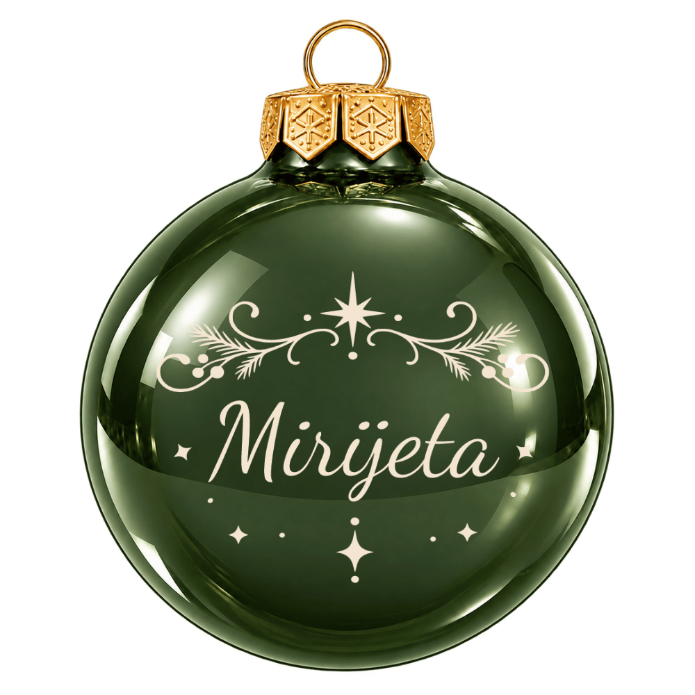 Weihnachtskugel personalisiert aus Glas mit Namen – Zweige & Sterne
