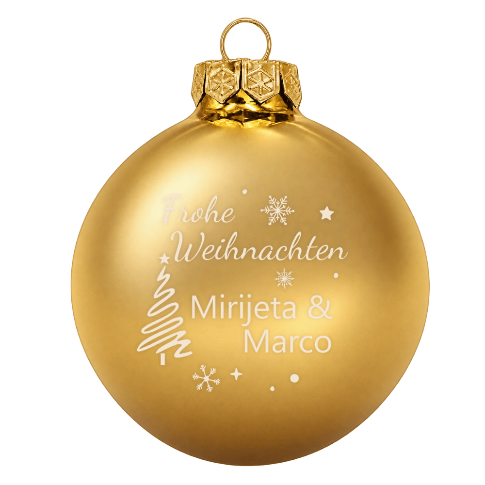 Weihnachtskugel personalisiert aus Glas – Frohe Weihnachten mit 1 oder 2 Namen