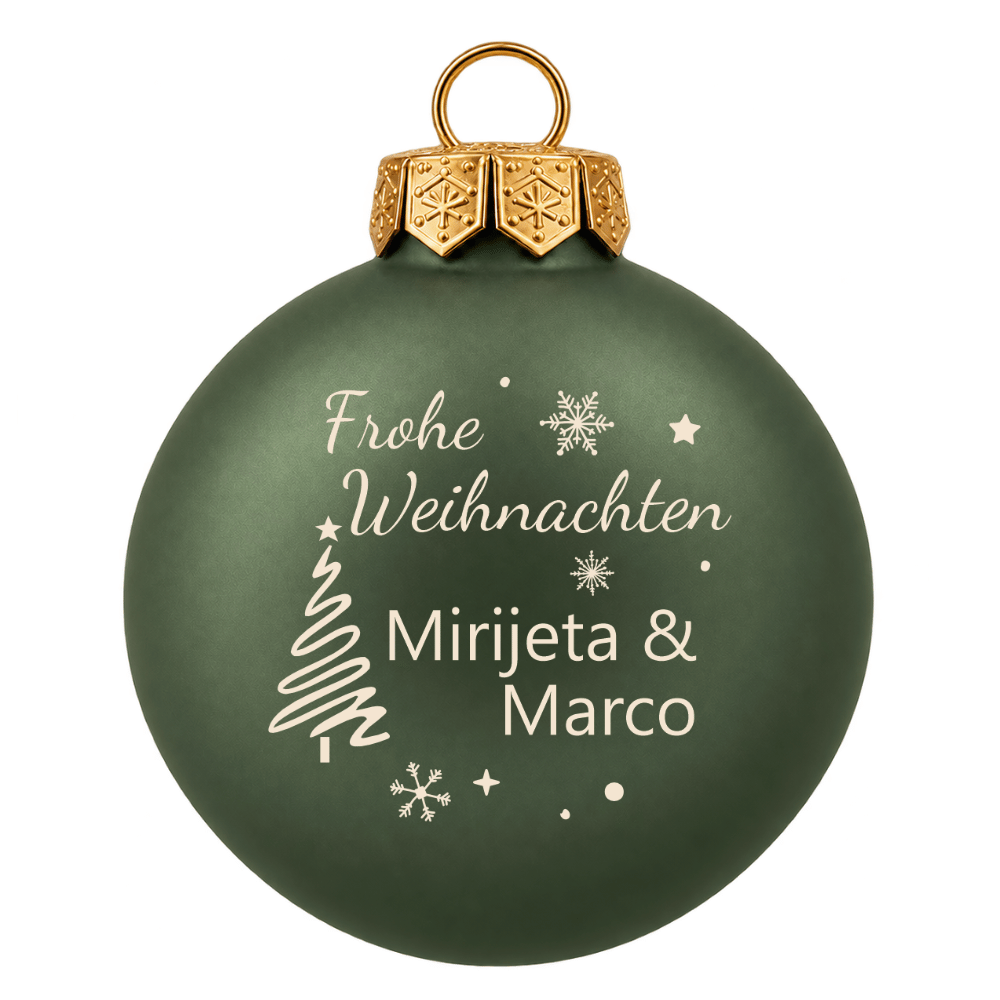 Weihnachtskugel personalisiert aus Glas – Frohe Weihnachten mit 1 oder 2 Namen
