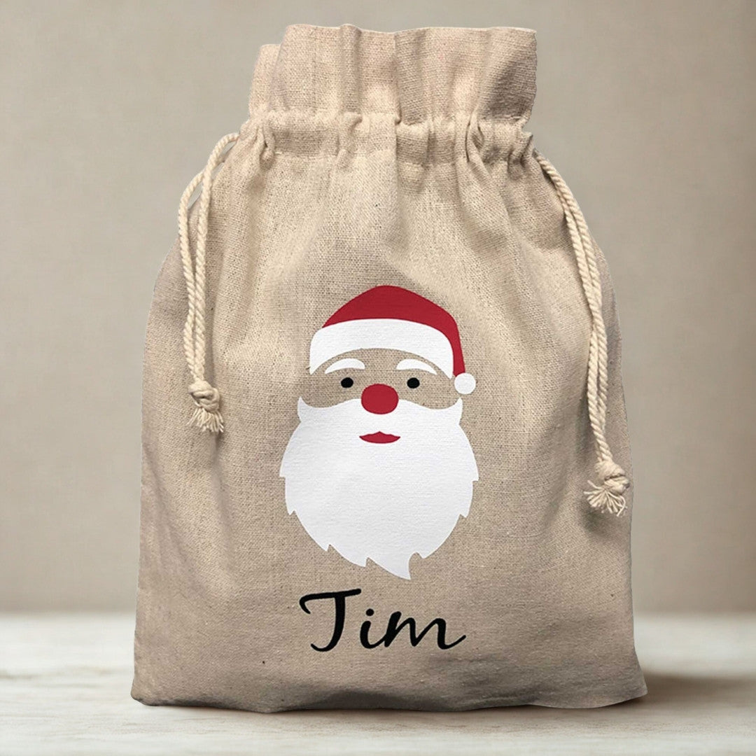 Personalisierter Nikolaussack mit Santa-Aufdruck und Name Tim – Geschenkbeutel Weihnachten