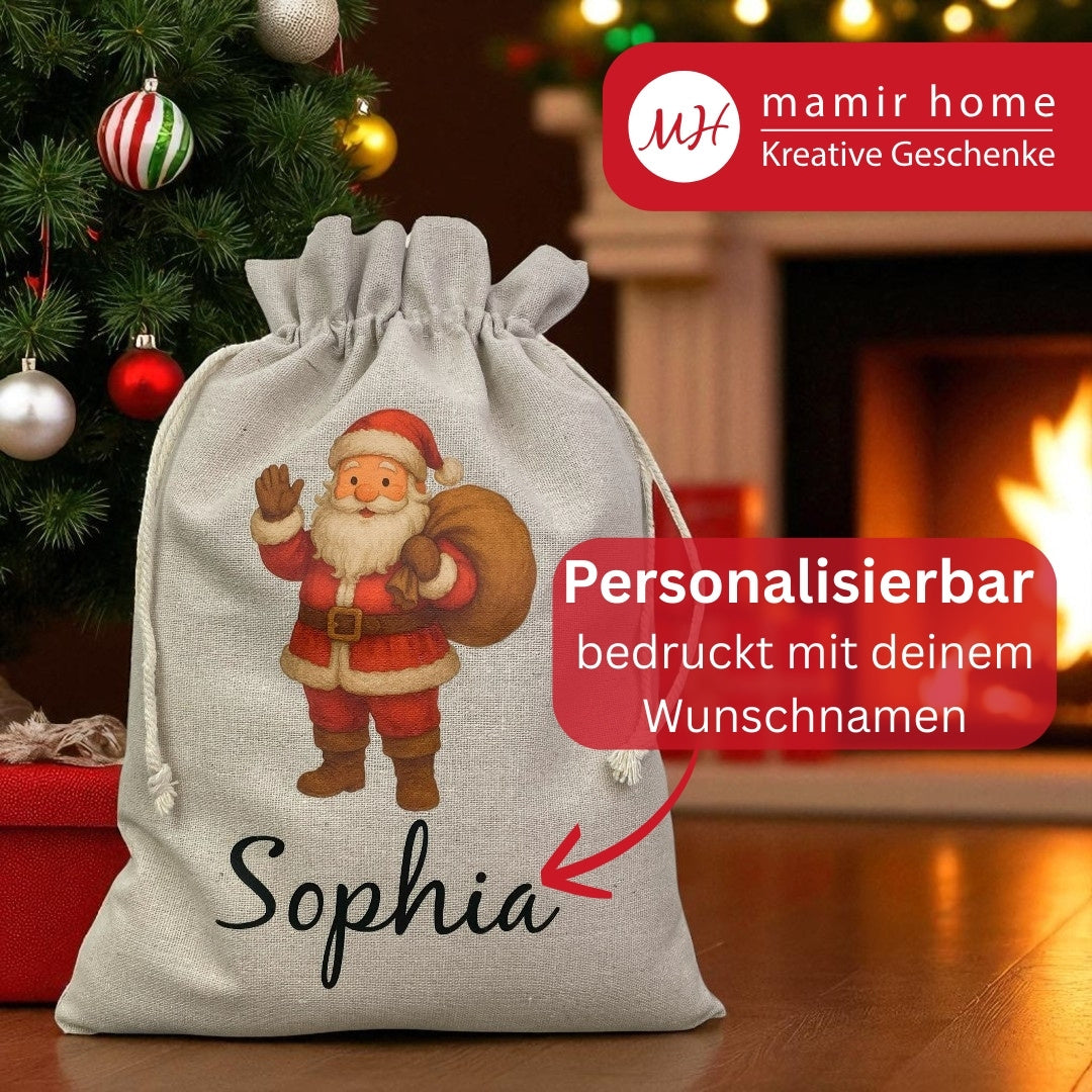 Weihnachtssack personalisiert mit Name Sophia – Weihnachtsgeschenk unter dem Baum