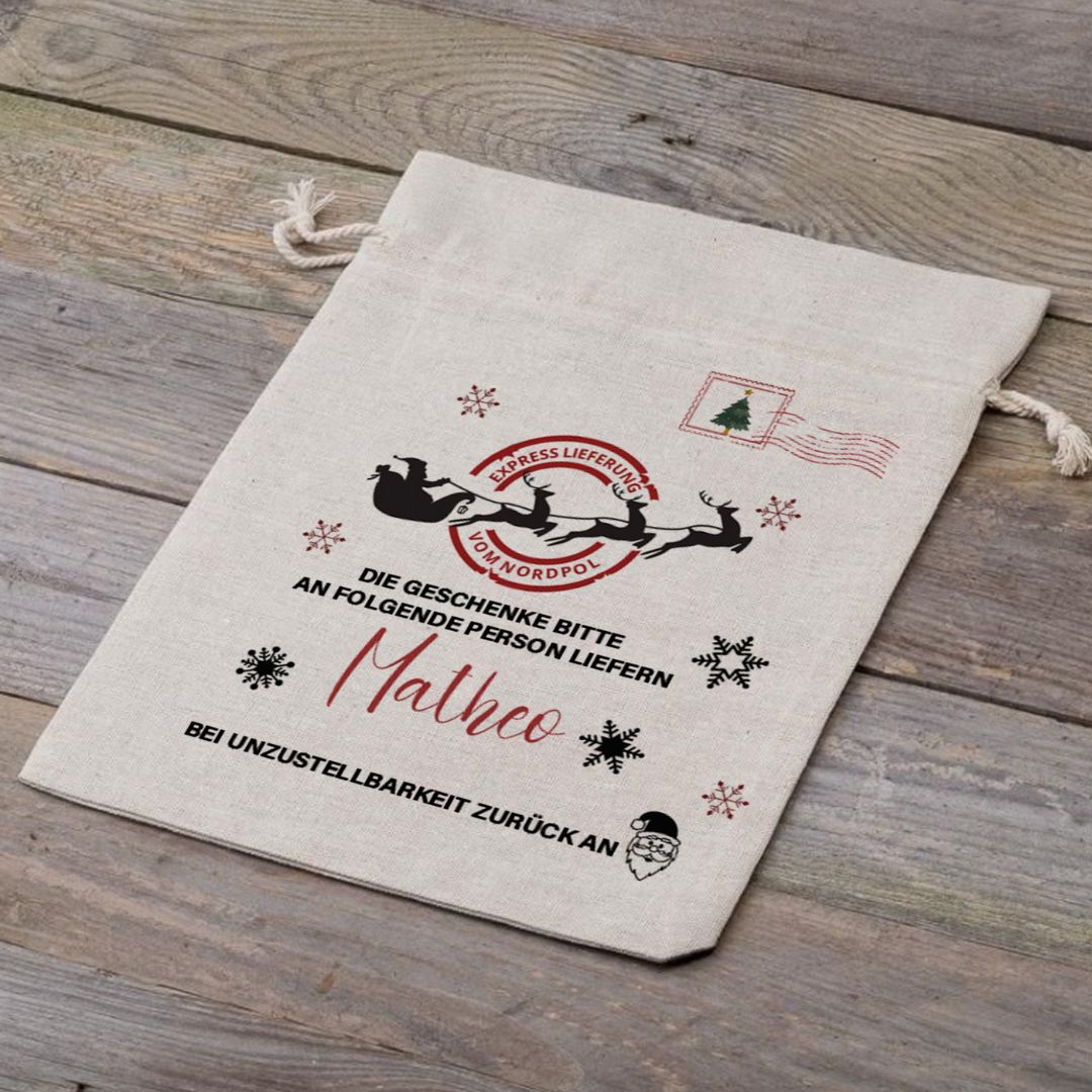 Personalisierter Nikolaussack mit Name Nicole im Postsack-Design – Geschenkbeutel Weihnachten