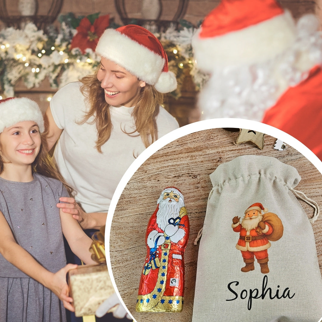 Retro-Weihnachtsmann Weihnachtssack personalisiert mit Name Sophia – Geschenkidee Weihnachten