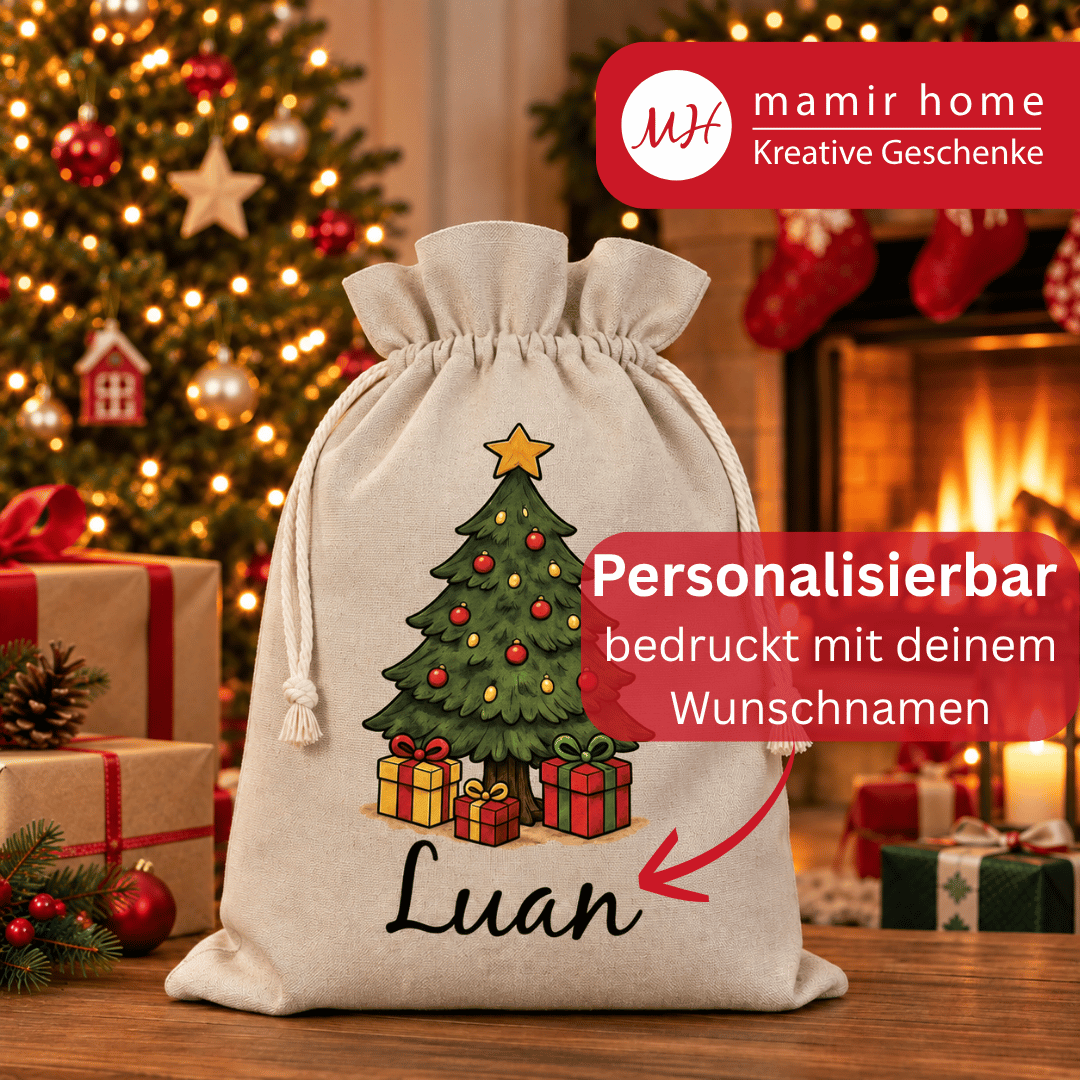 Weihnachtssack personalisiert mit Namen – WEIHNACHTSBAUM