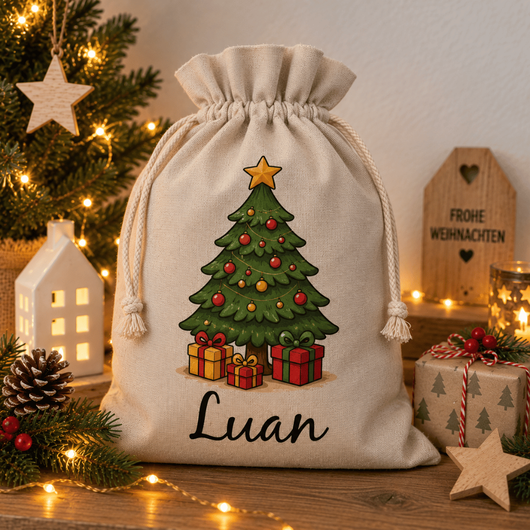 Weihnachtssack personalisiert mit Namen – WEIHNACHTSBAUM