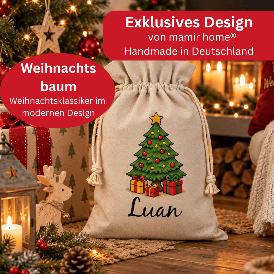 Weihnachtssack personalisiert mit Namen – WEIHNACHTSBAUM