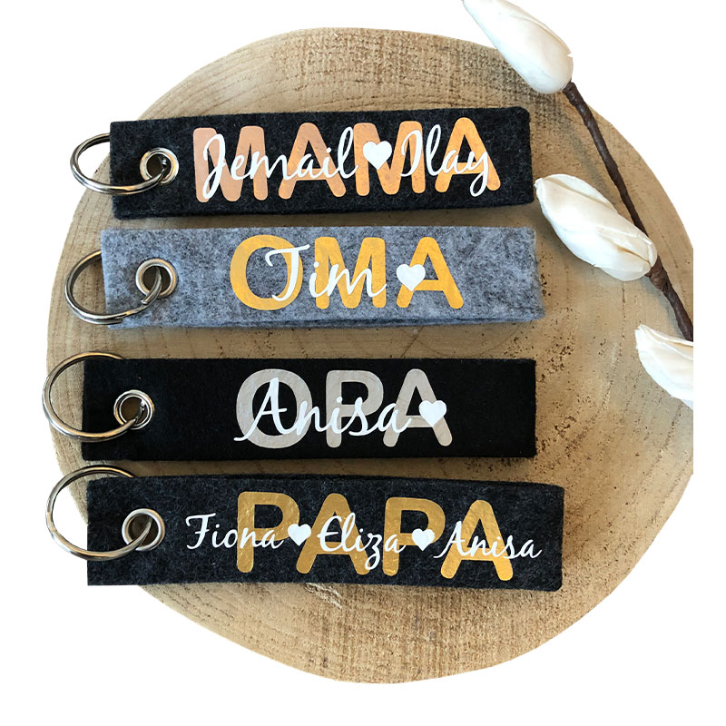 Filz Schlüsselanhänger - personalisiert mit Mama, Oma, Papa Opa